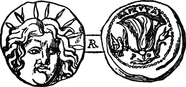 罗得岛黑白年份矢量图解的硬币 — 图库矢量图片