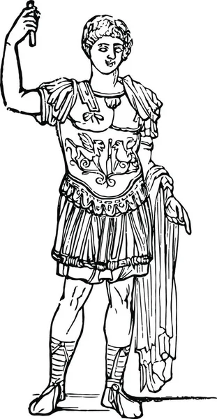 Soldat Romain Illustration Vectorielle Simple Gravée — Image vectorielle