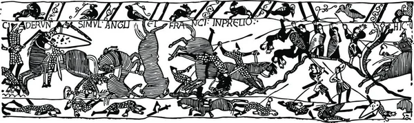 Slag Bij Hastings Gegraveerde Eenvoudige Vectorillustratie — Stockvector