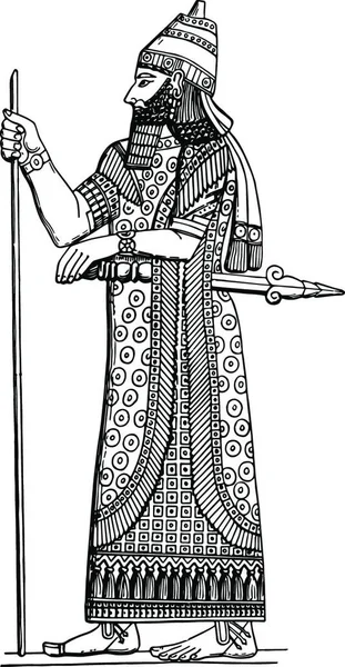 Ассирійський Бог Вигравірувана Проста Векторна Ілюстрація — стоковий вектор
