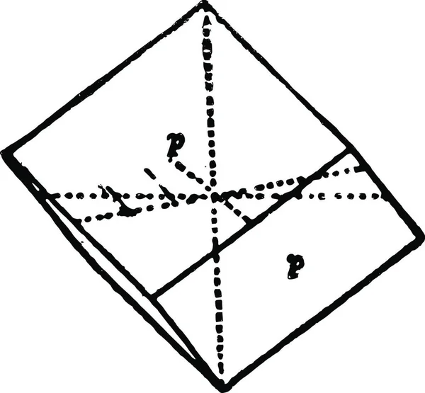 Rhomboëder Gegraveerde Eenvoudige Vectorillustratie — Stockvector