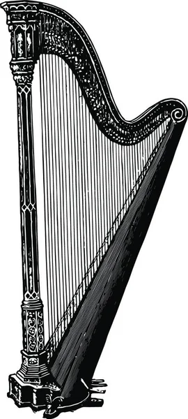 Harpe Illustration Vectorielle Simple Gravée — Image vectorielle