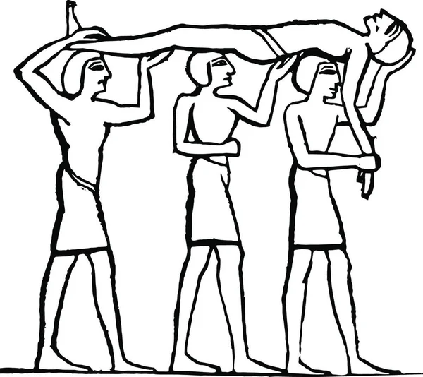 Египтяне Гравированная Простая Векторная Иллюстрация — стоковый вектор