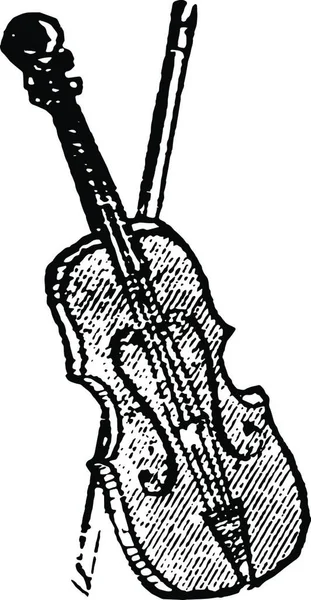 Hegedű Fekete Fehér Vintage Vektor Illusztráció — Stock Vector