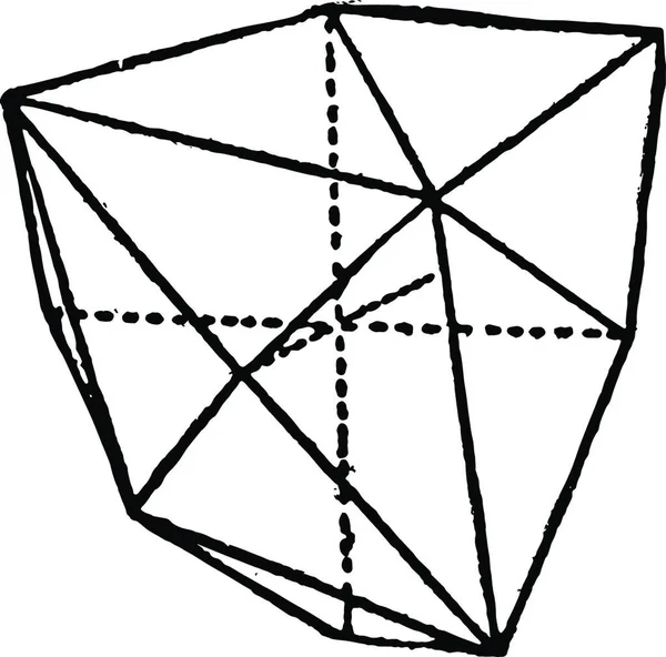 Hextetrahedron Černá Bílá Vinobraní Vektorové Ilustrace — Stockový vektor