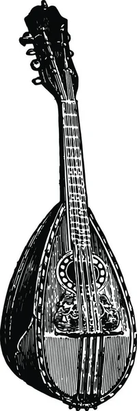 Mandolin Gravada Ilustração Vetorial Simples — Vetor de Stock