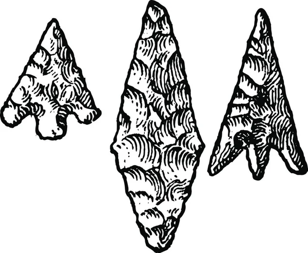 Instruments Néolithiques Illustration Vectorielle Simple Gravée — Image vectorielle
