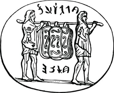 Ancile, oymalı basit vektör illüstrasyonu