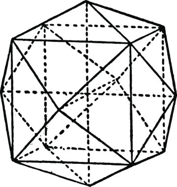Tetrahexahedron siyah ve beyaz vintage vektör çizimi