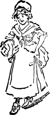 Siyah beyaz kadın, klasik vektör çizimi