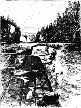 Şelale, oymalı basit vektör çizimi