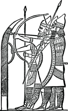 Asurlu Askerler Savaşıyor, basit bir vektör çizimi