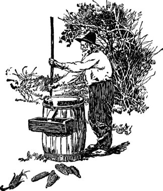 Gristmill, vintage vektör çizimi