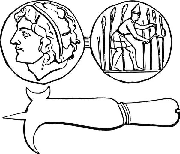 法克斯硬币 雕刻的简单矢量插图 — 图库矢量图片