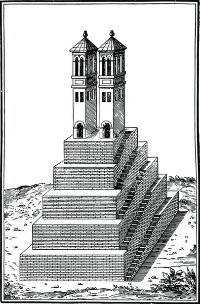 Храм Вигравірувана Проста Векторна Ілюстрація — стоковий вектор