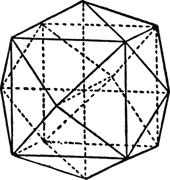 Tetrahexahedron Ασπρόμαυρη Vintage Διανυσματική Απεικόνιση — Διανυσματικό Αρχείο