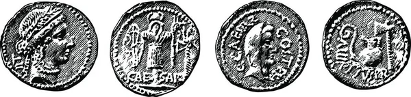 Monety Cezar Grawerowane Prosty Wektor Ilustracja — Wektor stockowy