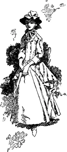 Femme Illustration Vectorielle Simple Gravée — Image vectorielle