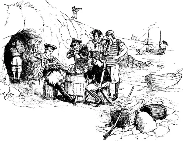 Pirates Vintage Vector Illustration — Image vectorielle