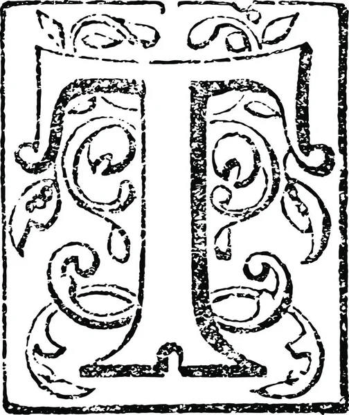Квіткова Початкова Літера Вигравірувана Проста Векторна Ілюстрація — стоковий вектор