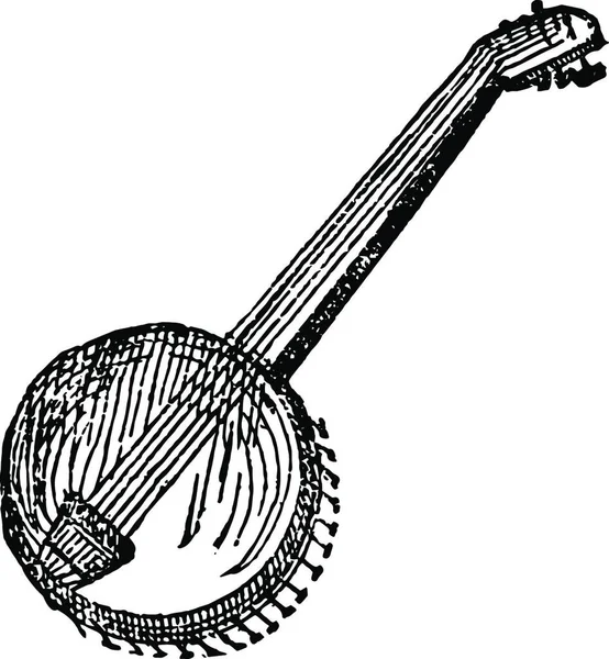 Banjo Ilustración Vectorial Simple Grabada — Vector de stock