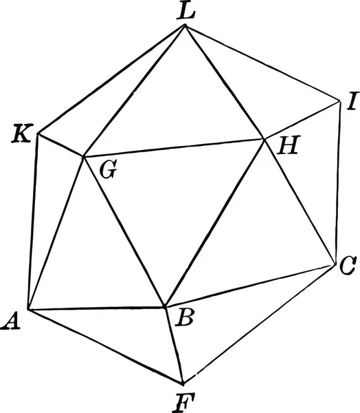 Icosahedron 刻まれた単純なベクトル図 — ストックベクタ