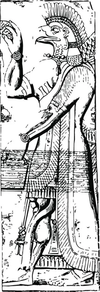 Figura Din Nimrud Ilustrație Vectorială Simplă Gravată — Vector de stoc