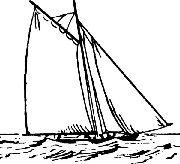 Segelboot Gravierte Einfache Vektorillustration — Stockvektor