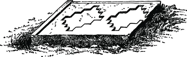 Tiahuanaco Fragment Graverad Enkel Vektor Illustration — Stock vektor