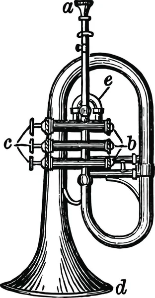 Saxhorn Illustration Vectorielle Simple Gravée — Image vectorielle