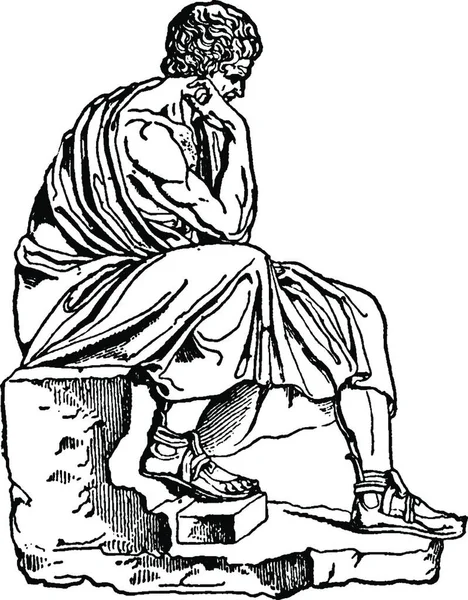 Aristoteles Graverad Enkel Vektor Illustration — Stock vektor
