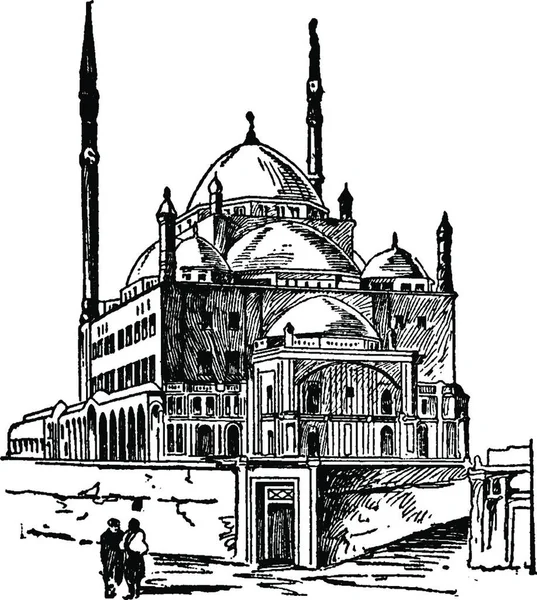 Винтажная Иллюстрация Мечети Мухаммеда Али — стоковый вектор