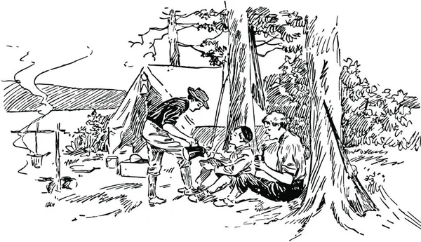 Camping Vintage Vector Ilustración — Archivo Imágenes Vectoriales