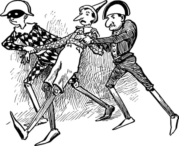 Pinokio Ilustracja Wektora Rocznika — Wektor stockowy