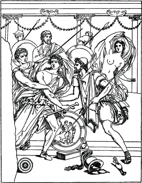 Ахиллесова Винтажная Векторная Иллюстрация — стоковый вектор