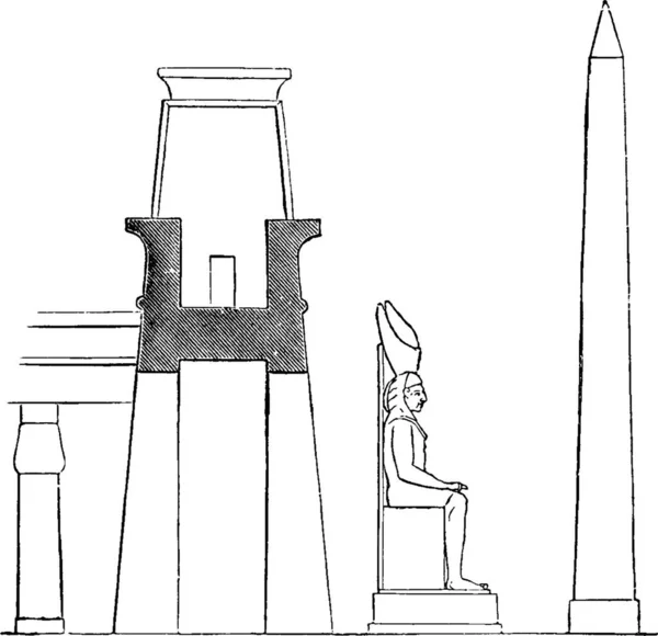 Pylon Palace Luxor Profile Colossal Statue — Image vectorielle