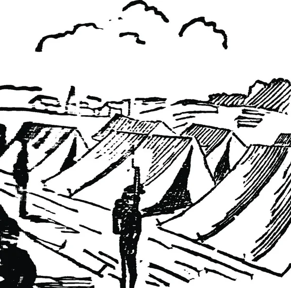 Camping Vintage Wektor Ilustracja — Wektor stockowy