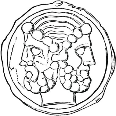 Para klasik vektör illüstrasyonuna erkek yüzü oyması