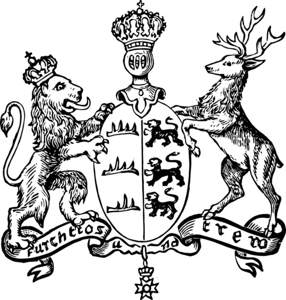 Das Große Wrtemberger Siegel Ist Ein Europäisches Wappen Jahrgangsabbildung — Stockvektor