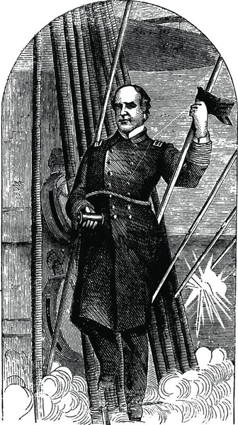 Ammiraglio David Farragut Illustrazione Vintage — Vettoriale Stock