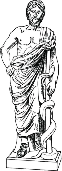 Asclepius Ilustrație Vectorială Simplă Gravată — Vector de stoc