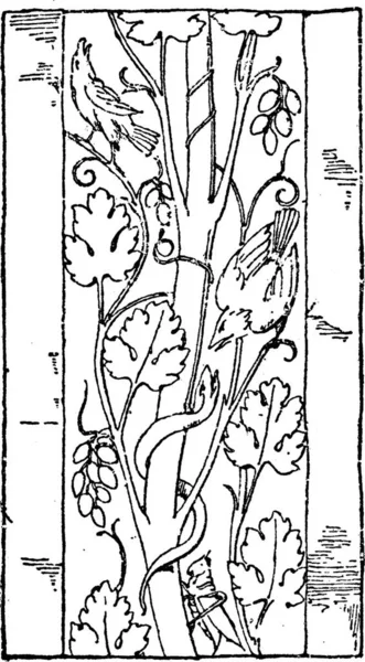 Roman Ornament Vine Engraved Simple Vector Illustration — Stock Vector