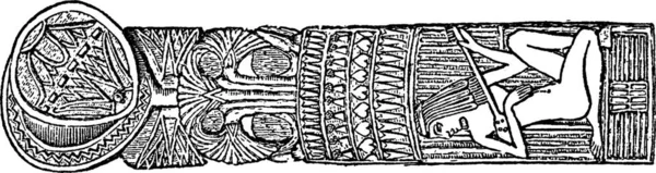 Mısır Desenli Oyulmuş Tahta Kaşık — Stok Vektör