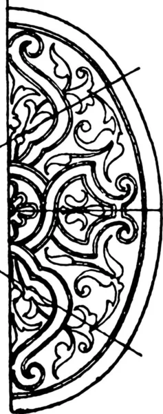 Renaissance Elliptic Panel Decorated Pattern Engraved Simple Vector Illustration — Stock Vector