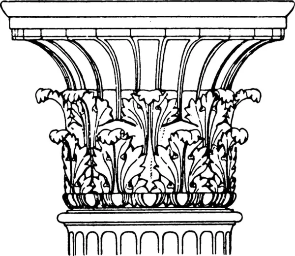 Antique Corinthian Greece Engraved Simple Vector Illustration — Stock Vector