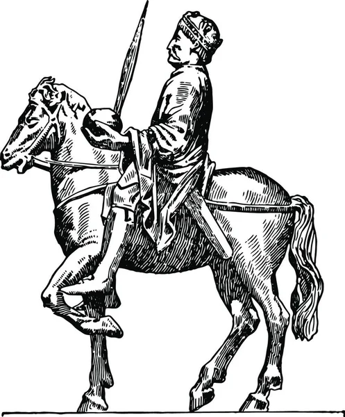Charlemagne Illustration Vectorielle Simple Gravée — Image vectorielle