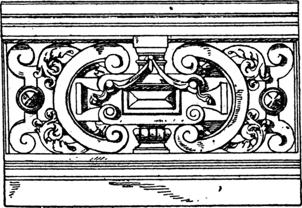 Modern French Parapet Roof Surface Vintage Engraving — Archivo Imágenes Vectoriales