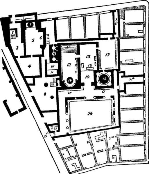 Ванны Помпеи Наземный План Бань — стоковый вектор