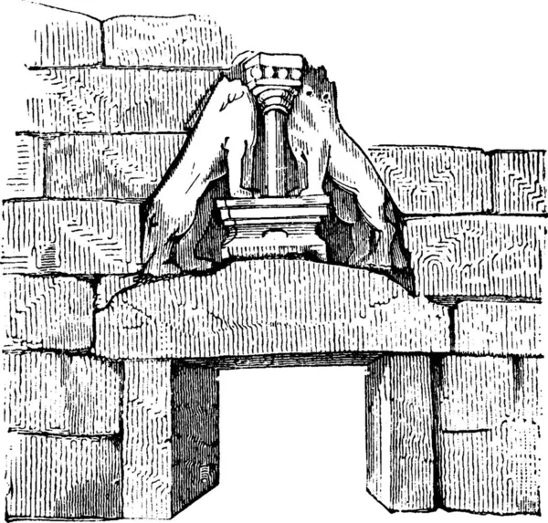 Ворота Лева Мікенах Залишки Круглих Стін — стоковий вектор