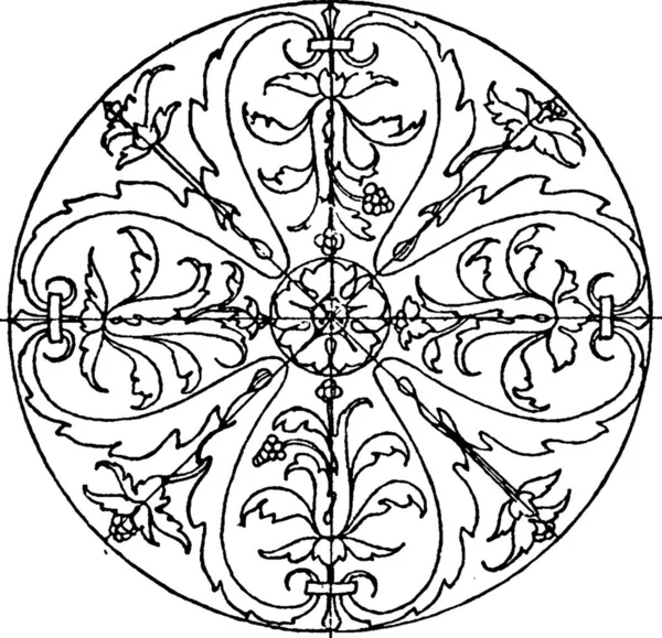 Panneau Circulaire Renaissance Illustration Vectorielle Simple Gravée — Image vectorielle